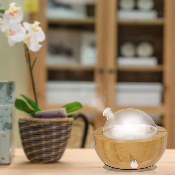 Dyfuzor szklany z bambusową podstawą Kula