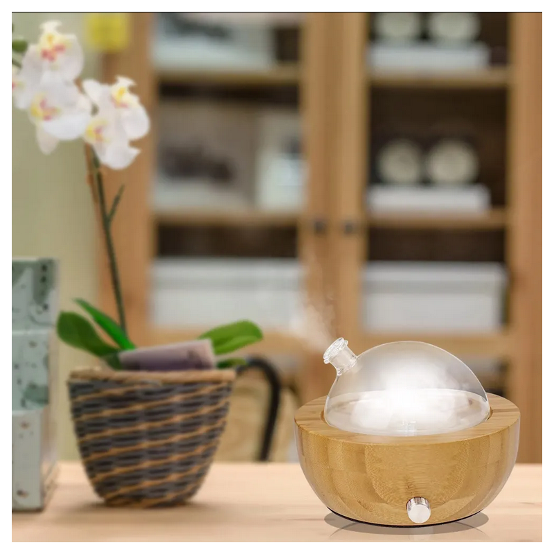 Dyfuzor szklany z bambusową podstawą Kula