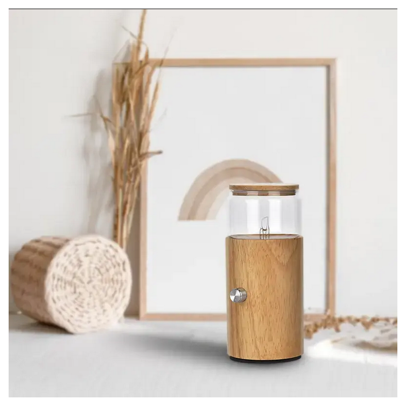 Dyfuzor szklany z drewniana podstawą Walec